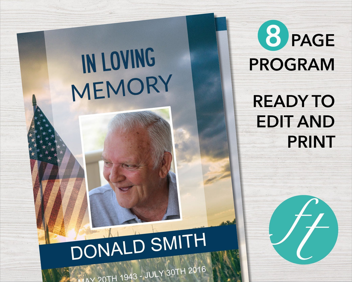 8 Page Military Funeral Program Template