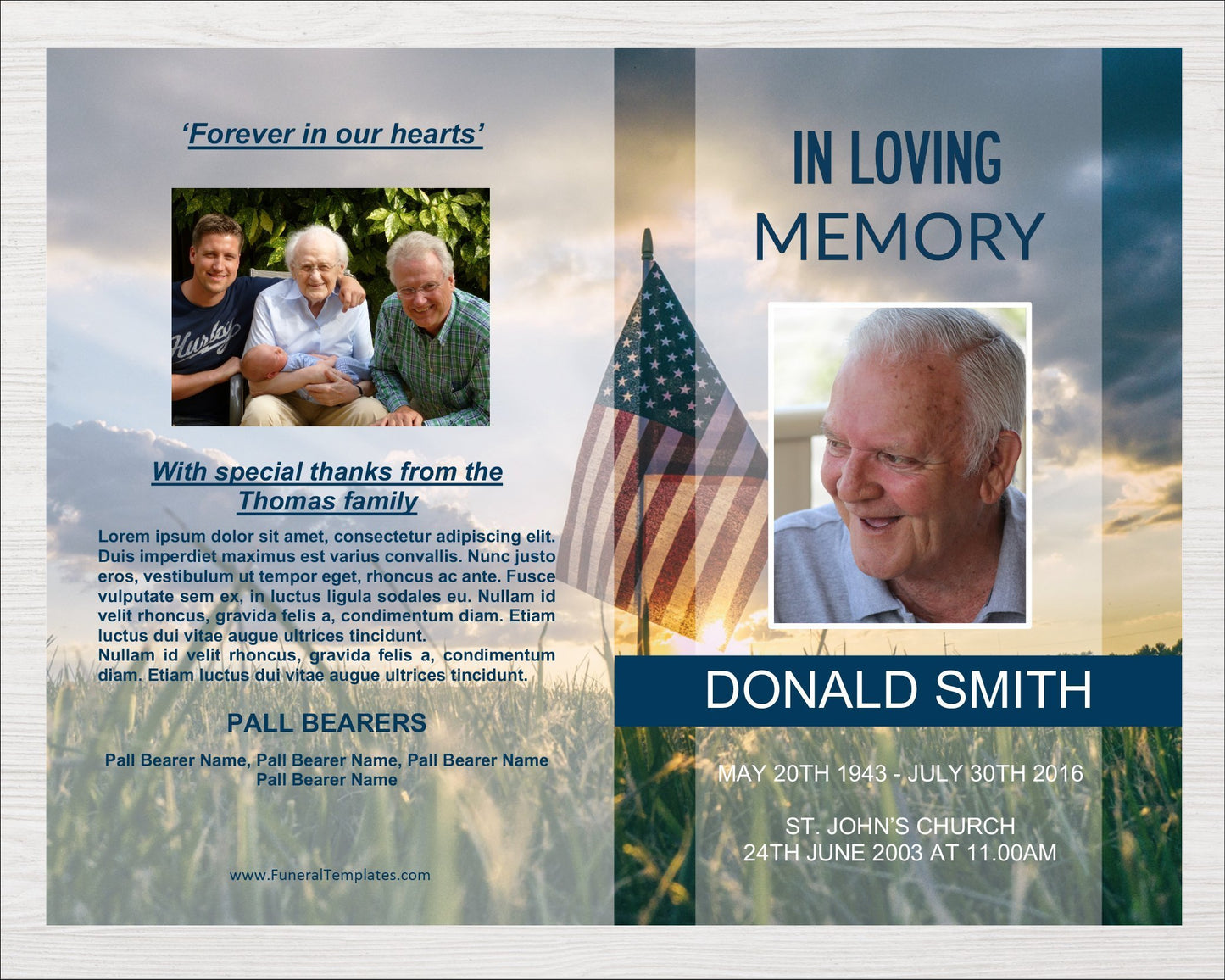 8 Page Military Funeral Program Template