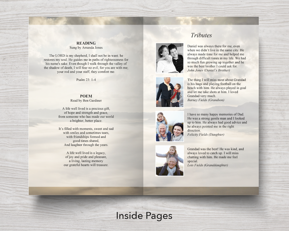 8 Page Mountain Top Funeral Program Template