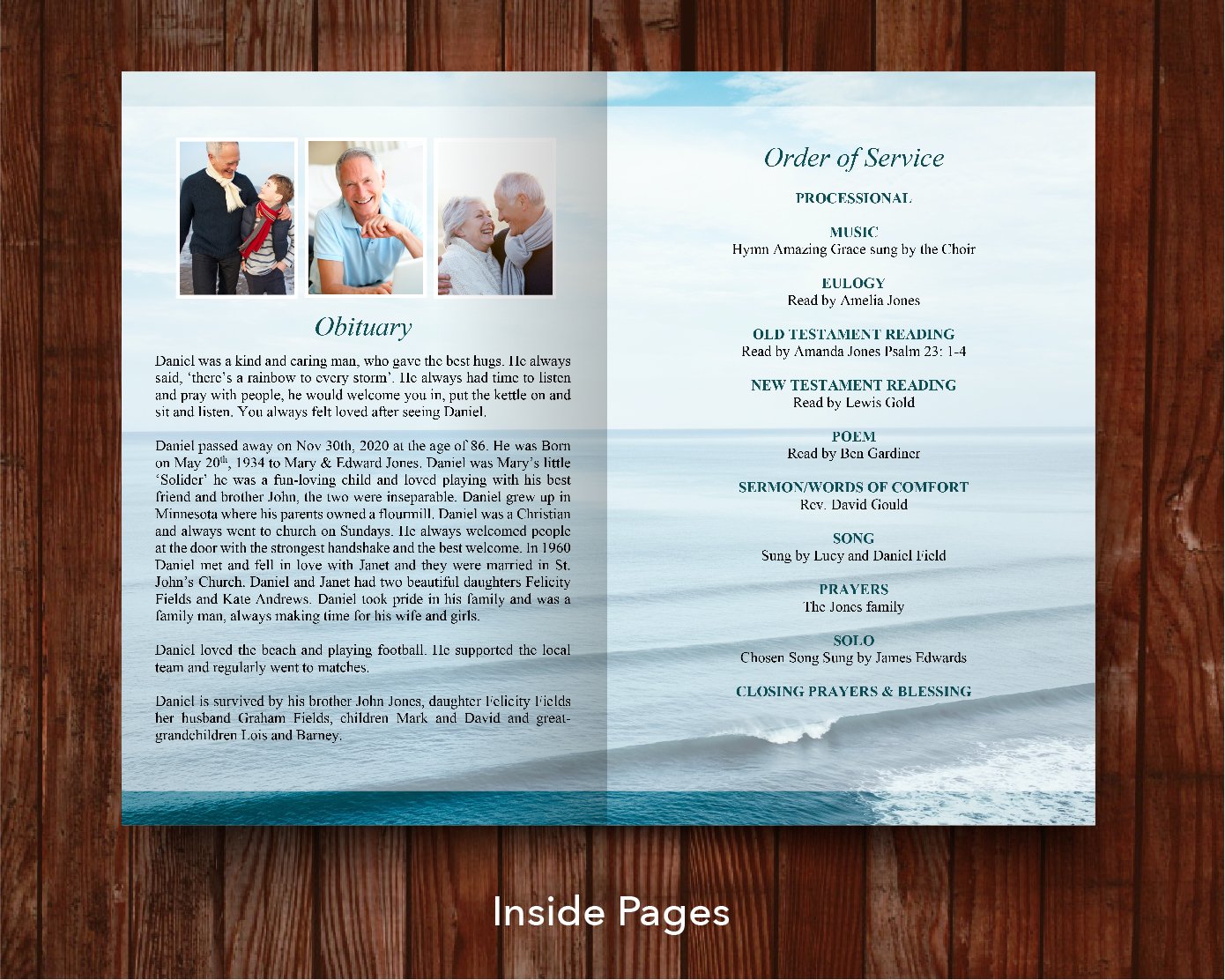 8 Page Ocean Funeral Program Template
