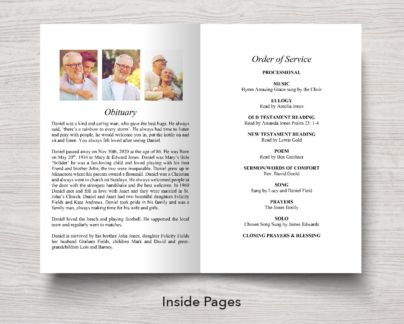 8 Page Photo Collage Funeral Program Template