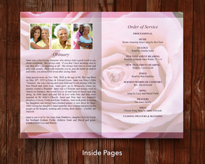 8 Page Pink Rose Funeral Program Template – Funeral Templates