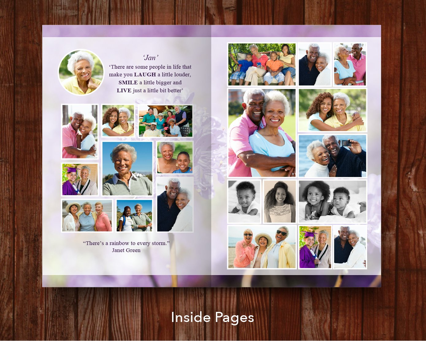 8 Page Purple Flowers Funeral Program Template