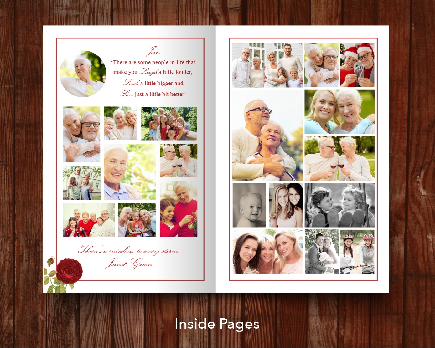 8 Page Red Rose Funeral Program Template