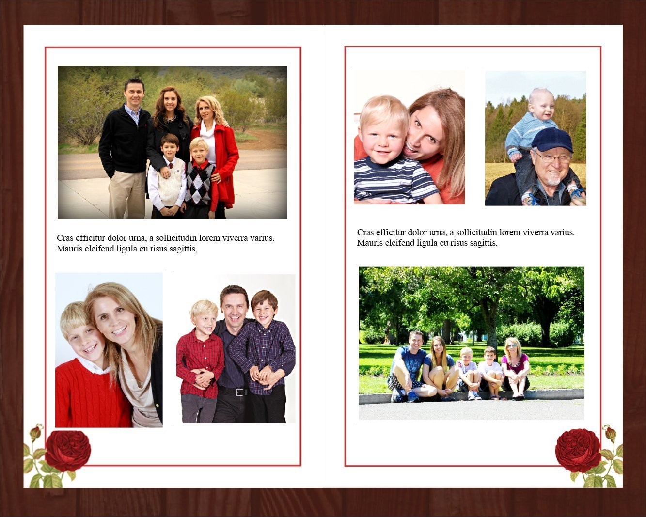 8 Page Red Rose Funeral Program Template + Prayer Card