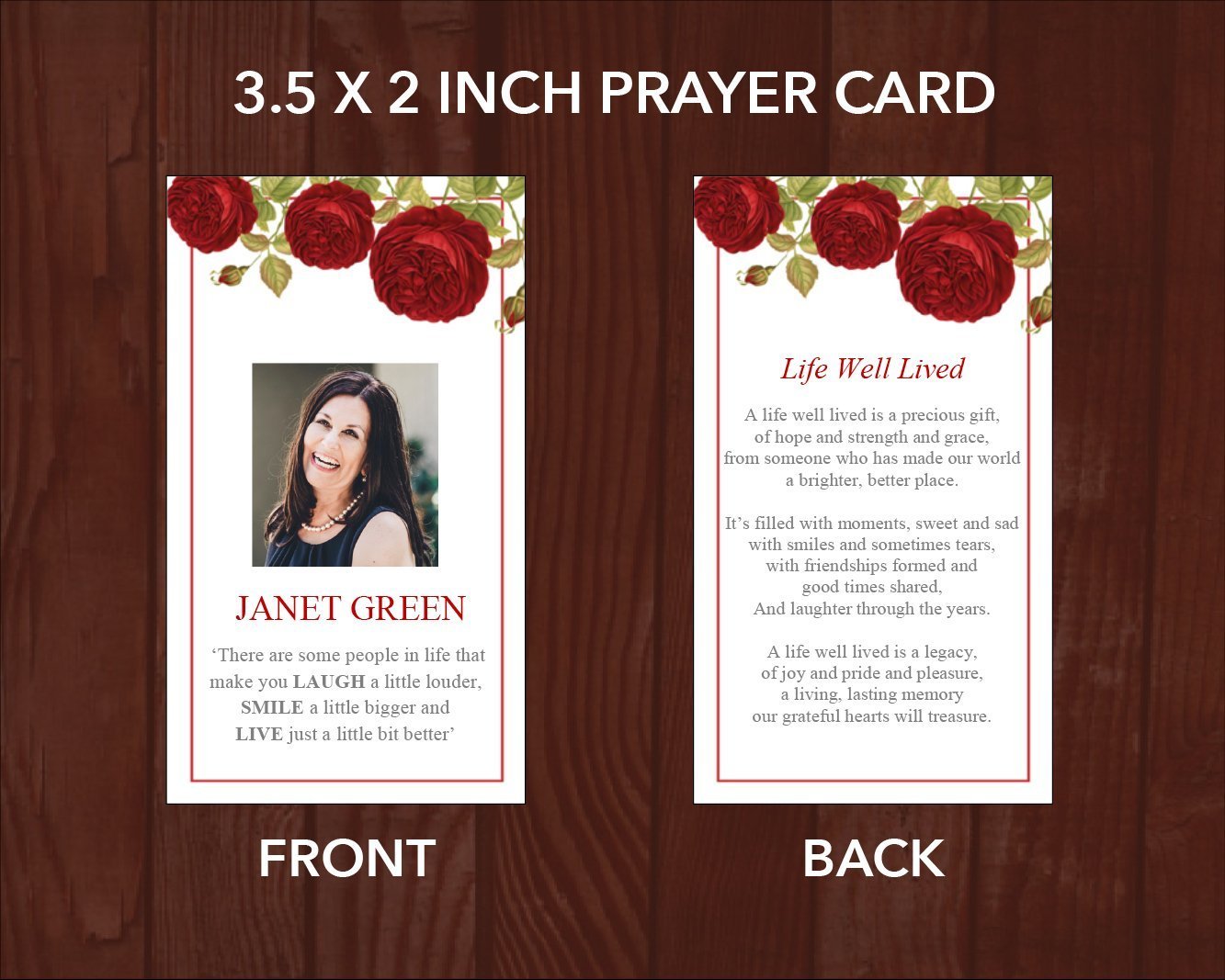 8 Page Red Rose Funeral Program Template + Prayer Card