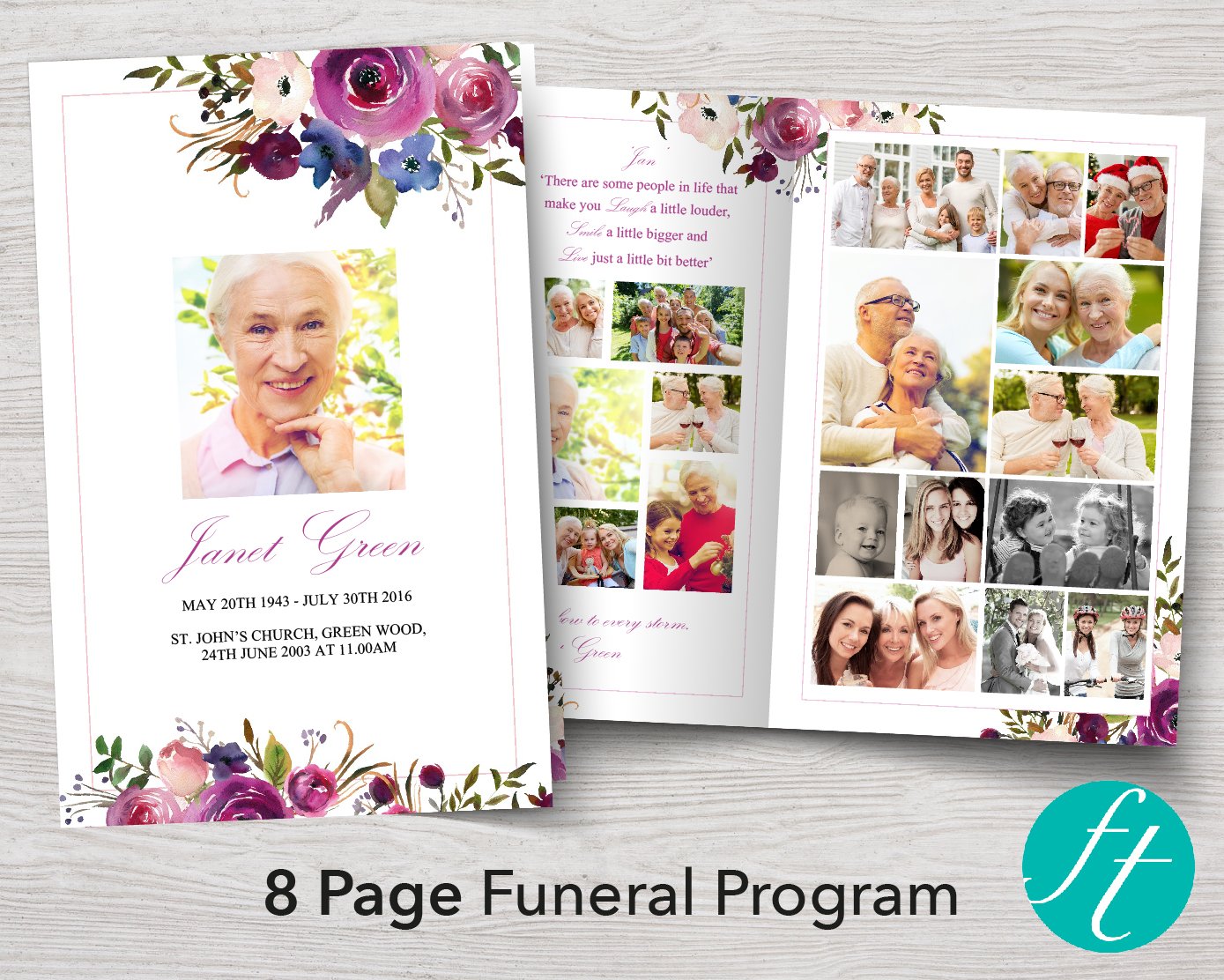 8 Page Rose Bloom Funeral Program Template – Funeral Templates