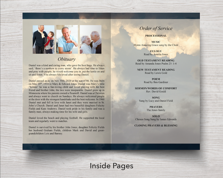 8 Page Sky Funeral Program Template – Funeral Templates