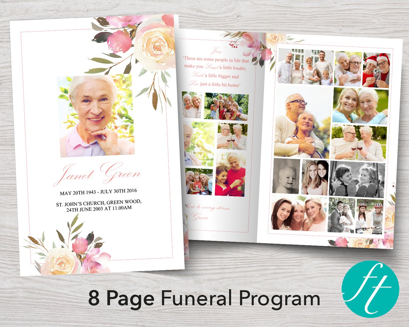 8 Page Spring Flowers Funeral Program Template – Funeral Templates