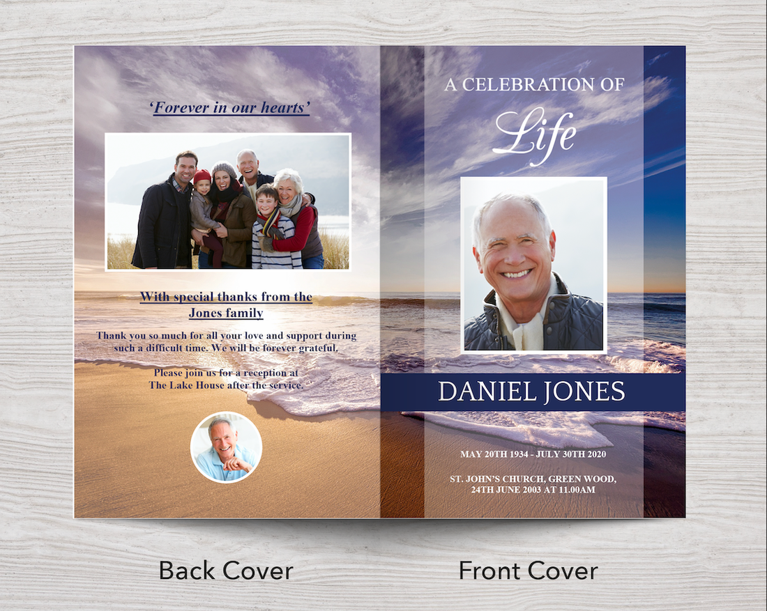 8 Page Waves Funeral Program Template – Funeral Templates