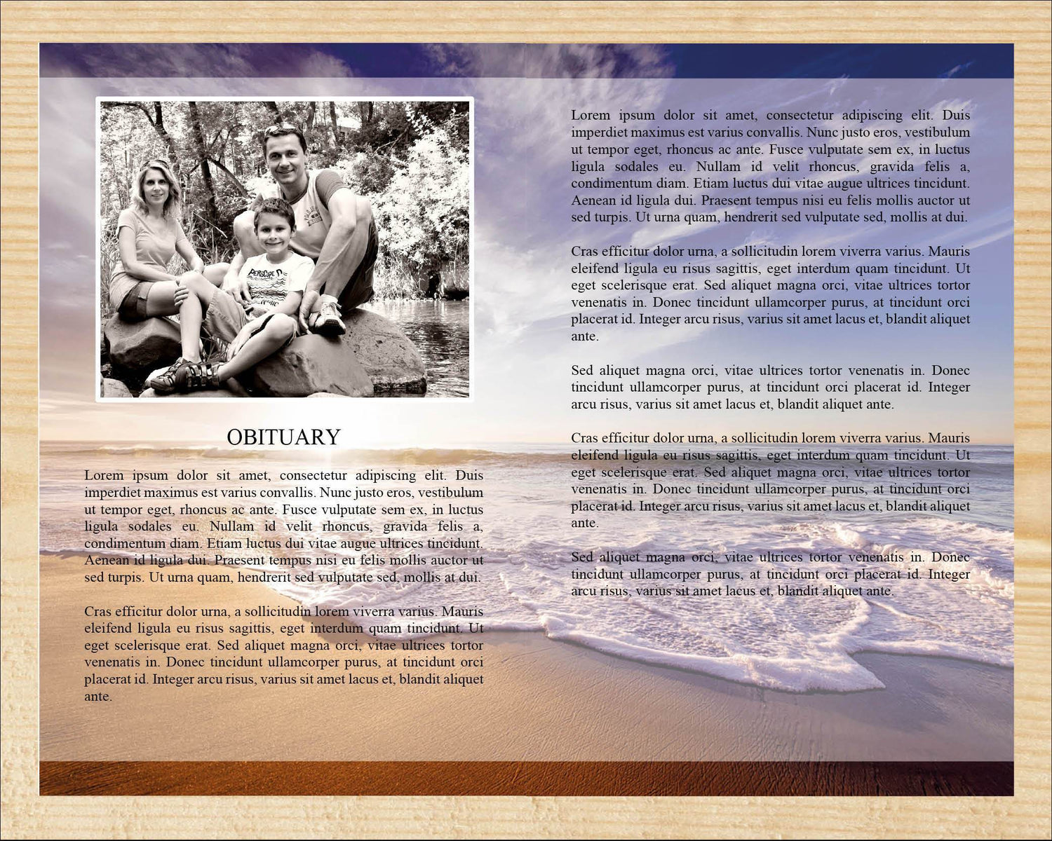 8 Page Waves Funeral Program Template + Prayer Card