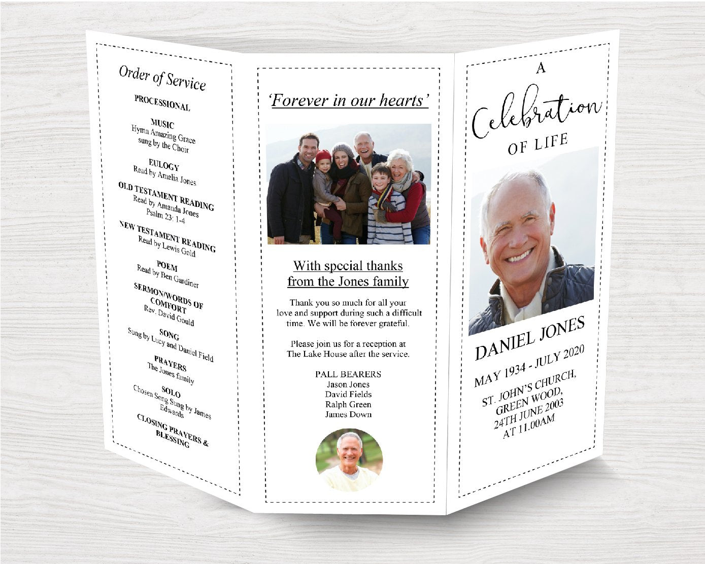 Trifold Essential Funeral Program Template