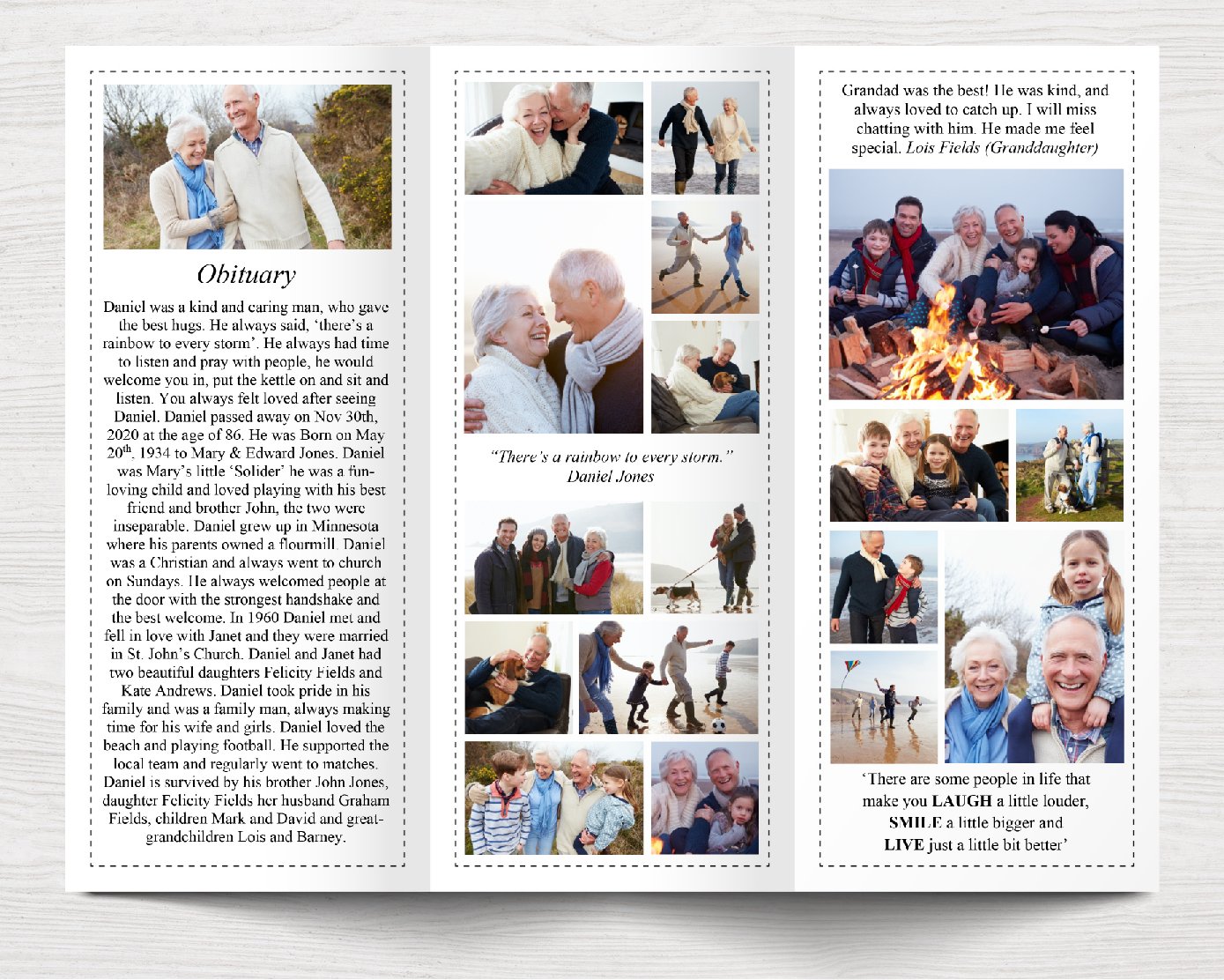 Trifold Essential Funeral Program Template