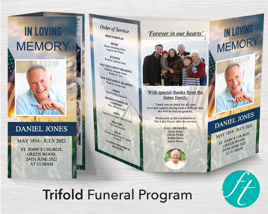 Trifold Military Funeral Program Template