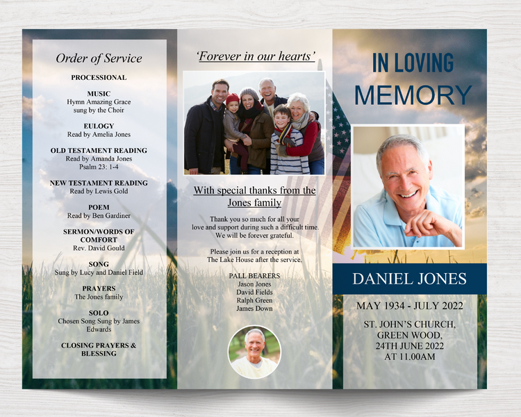 Trifold Military Funeral Program Template – Funeral Templates
