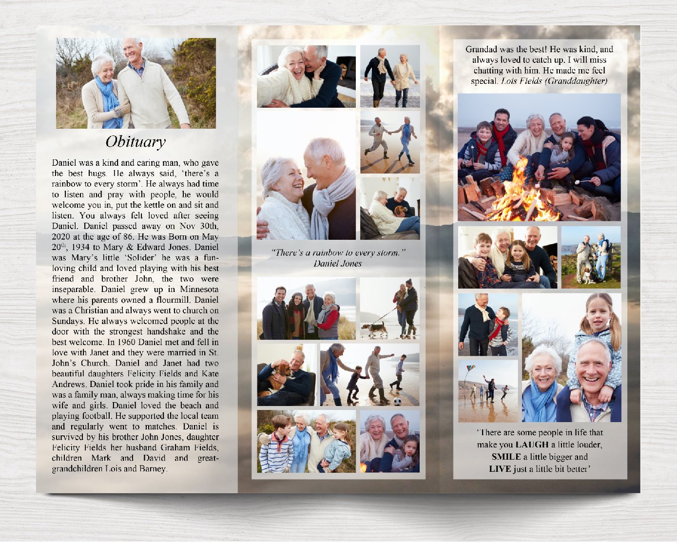 Trifold Mountain Funeral Program Template