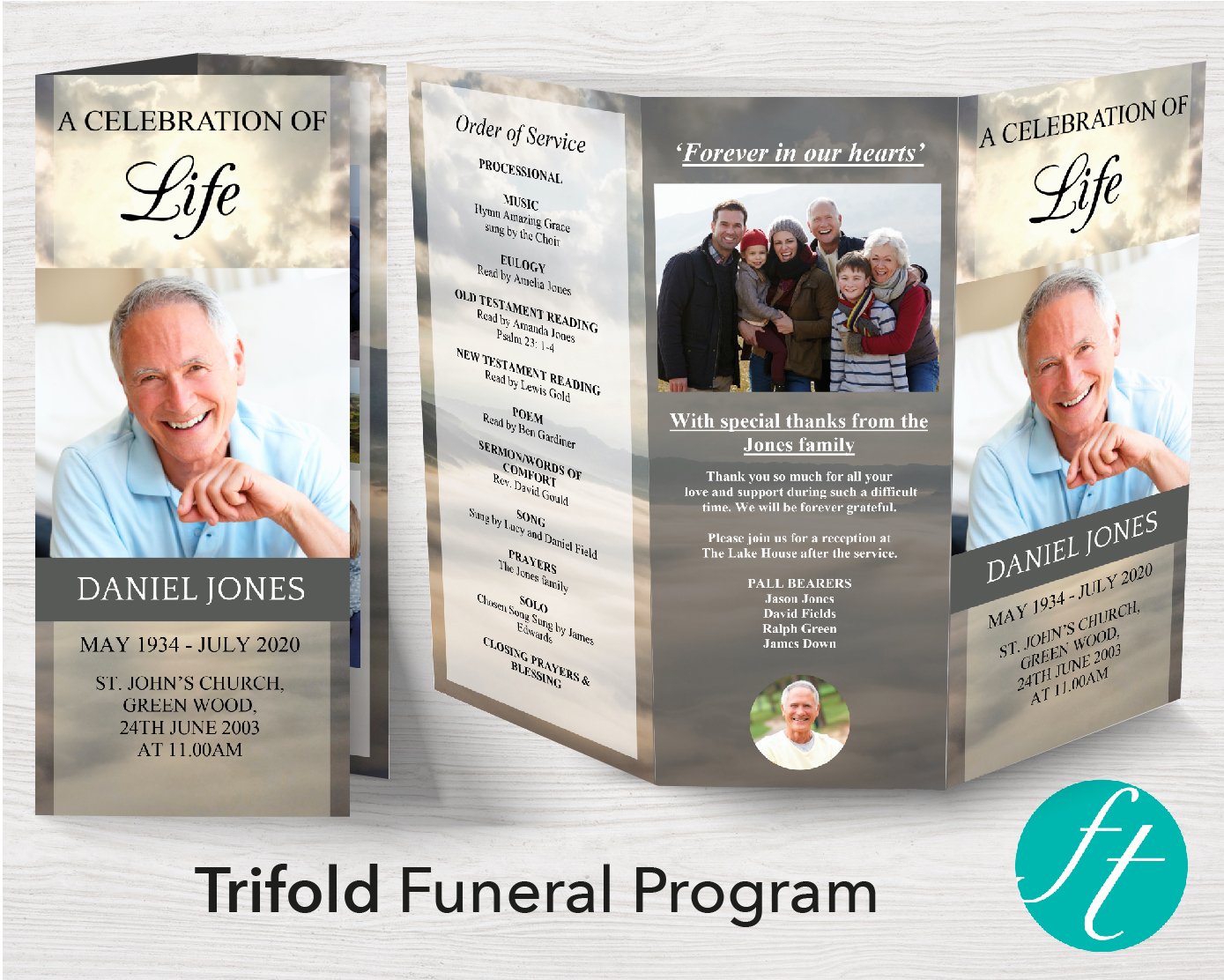 Trifold Funeral Program Templates | Easy Folding DIY Tributes – tagged ...