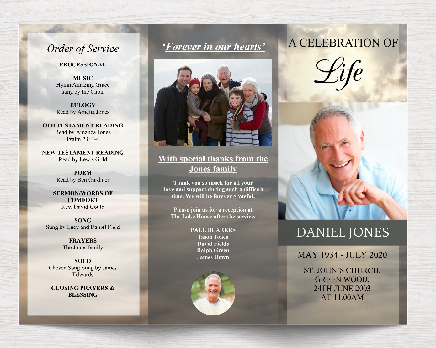 Trifold Mountain Funeral Program Template – Funeral Templates