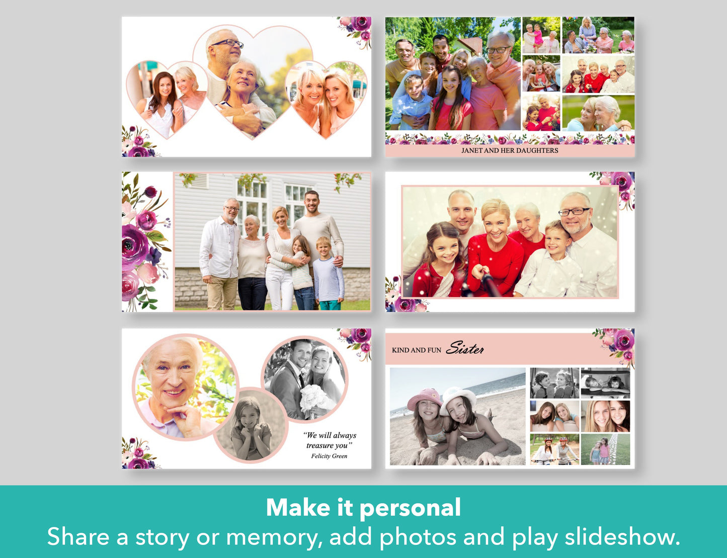 Premium Funeral Slideshow Template with Purple Roses