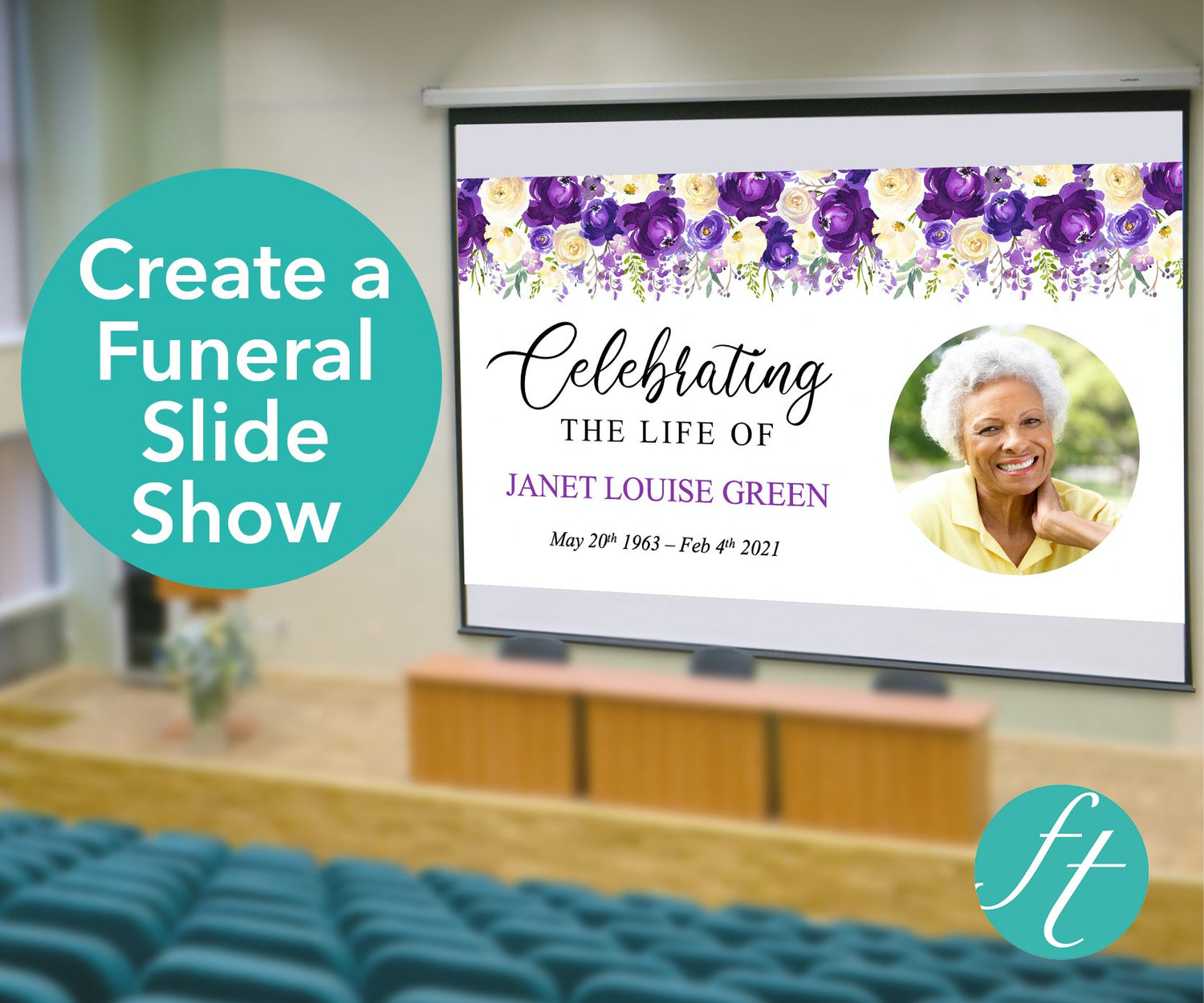 Purple Bloom Funeral Slide Show Template