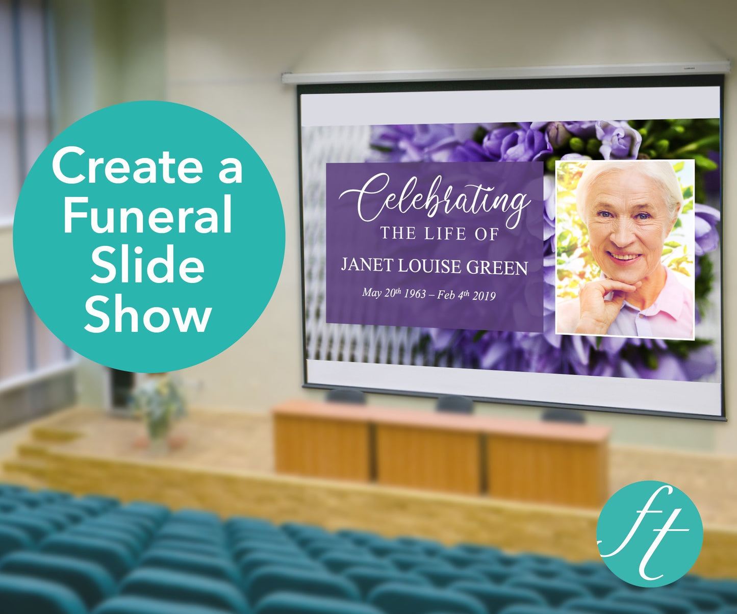 Purple Bouquet Funeral Slide Show Template