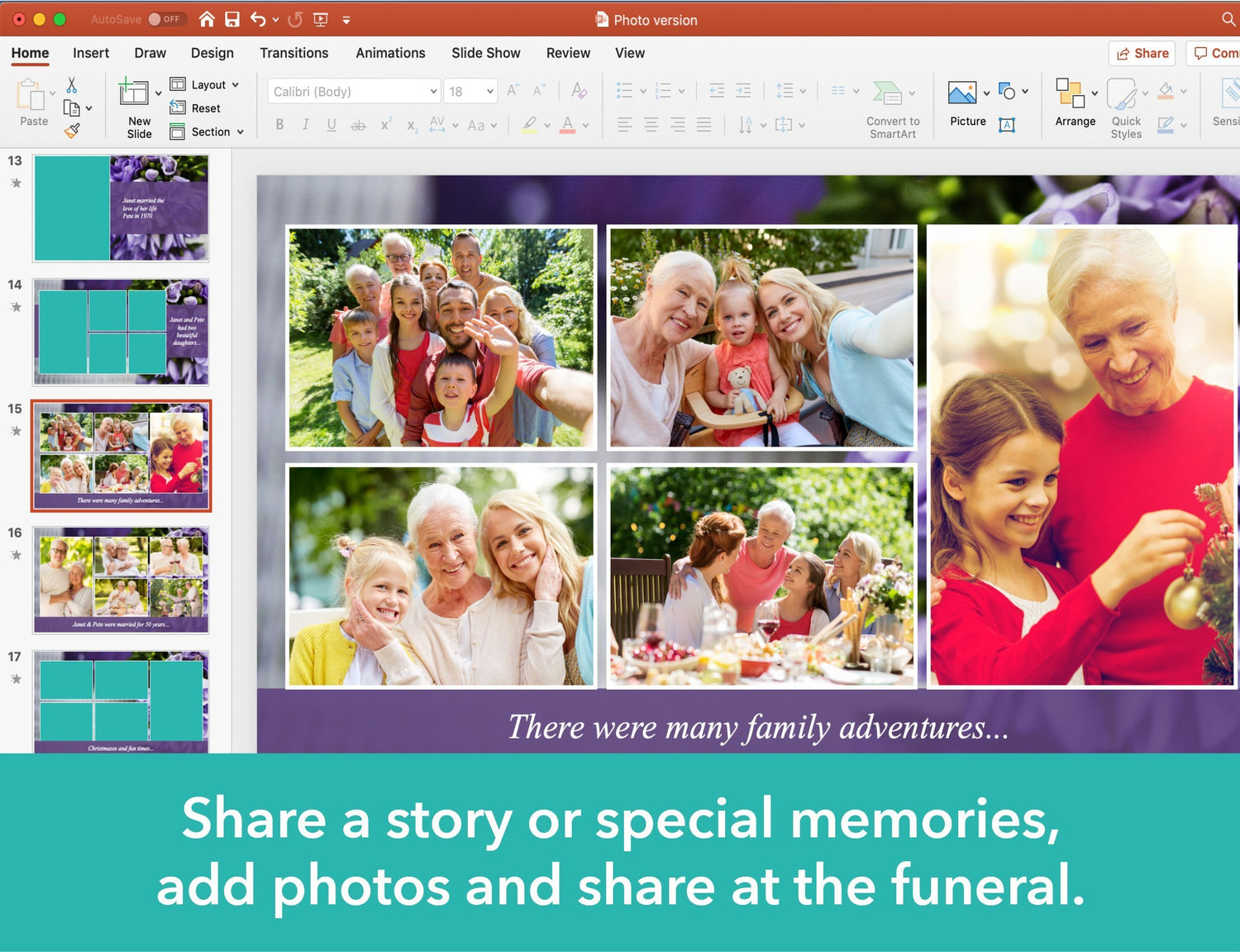 Purple Bouquet Funeral Slide Show Template
