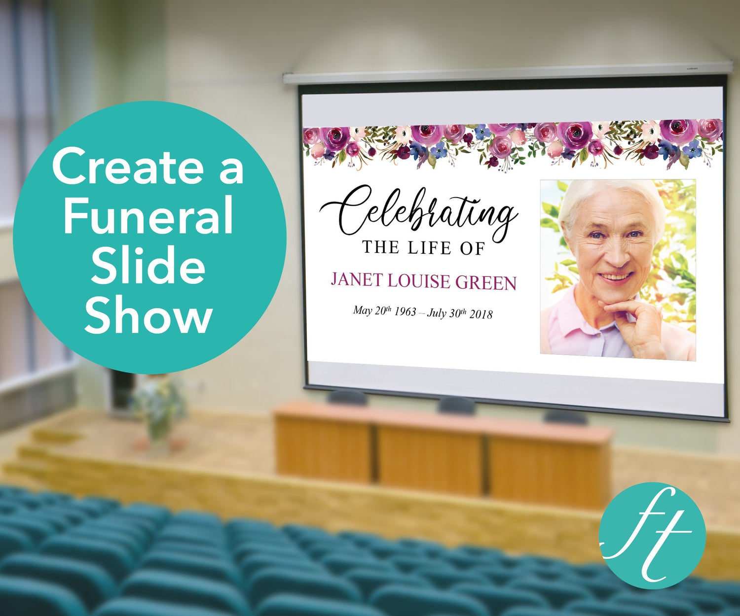 Purple Roses Funeral Slide Show Template
