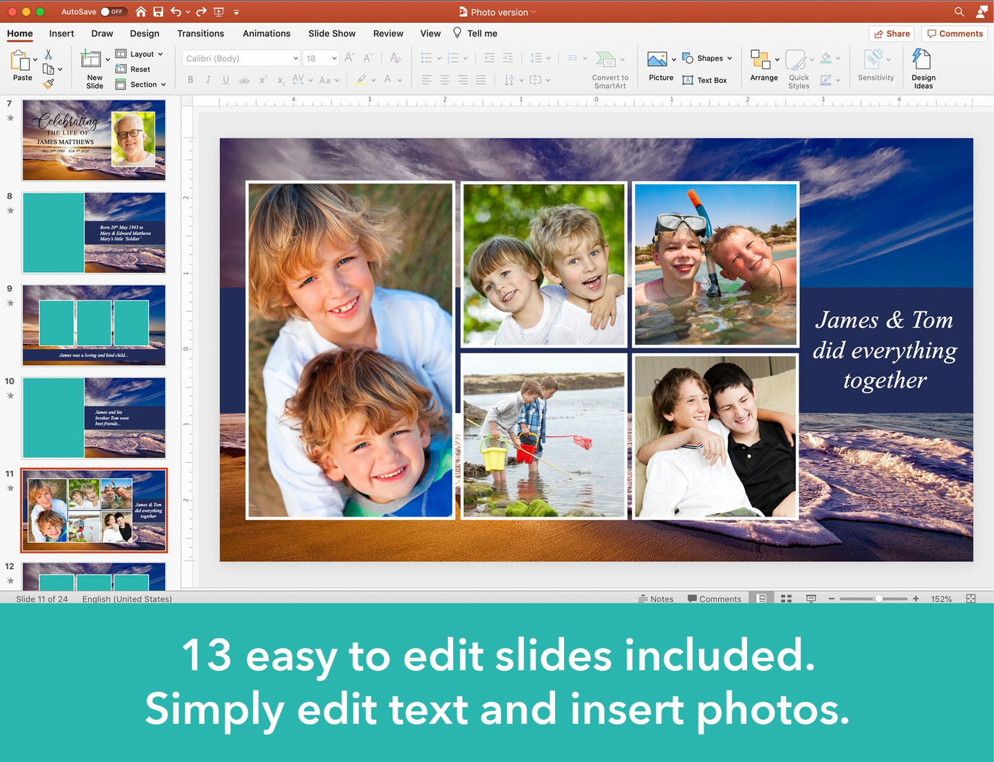 Waves Funeral Slide Show Template