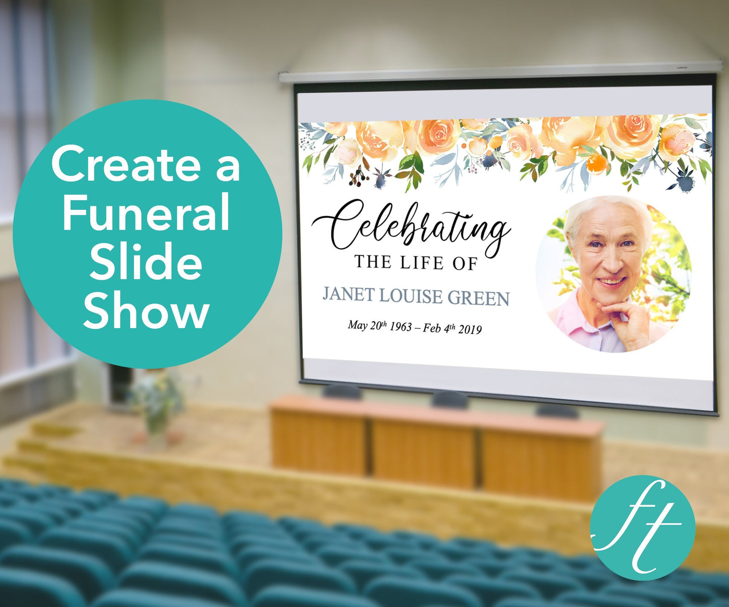 Yellow Rose Funeral Slide Show Template