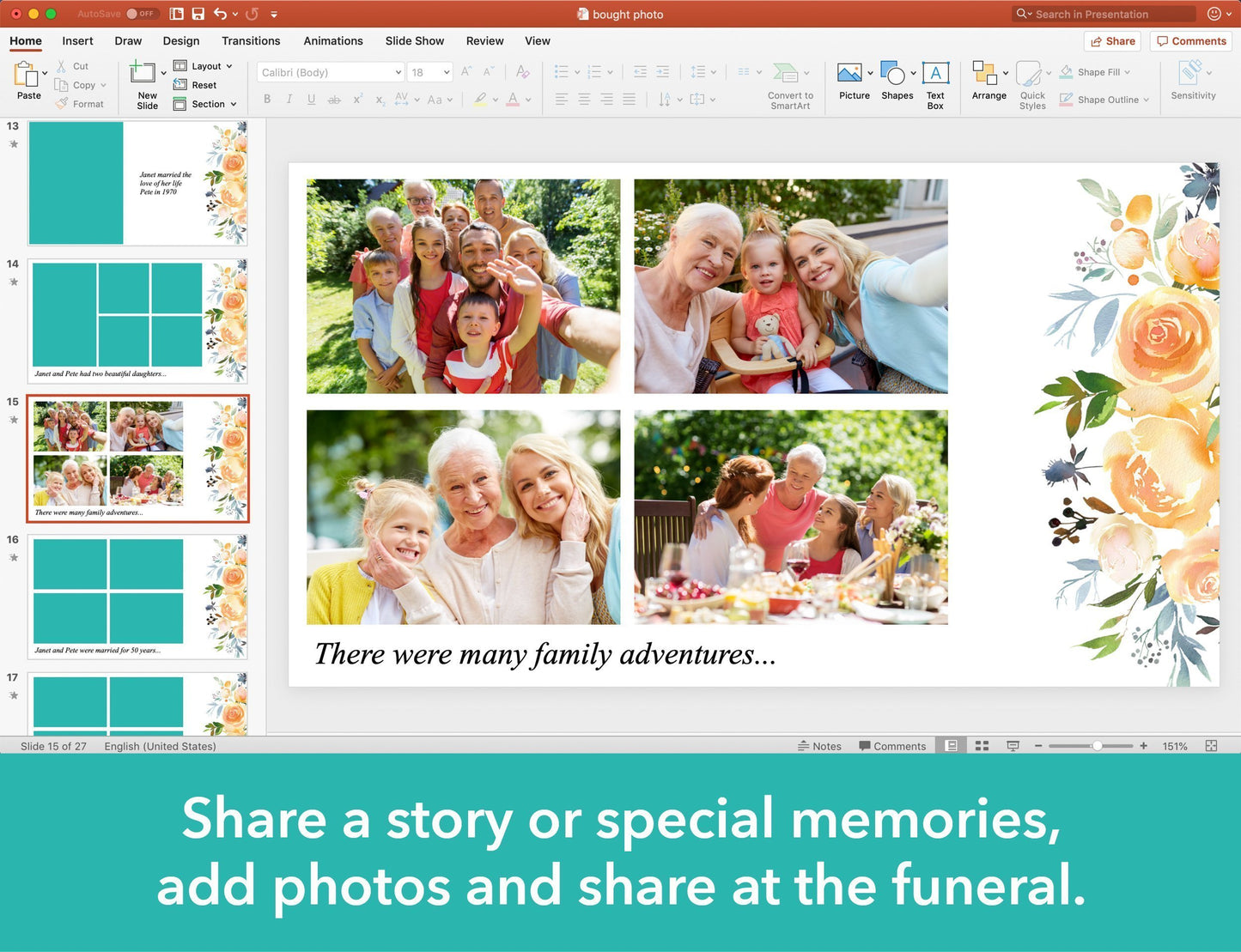Yellow Rose Funeral Slide Show Template
