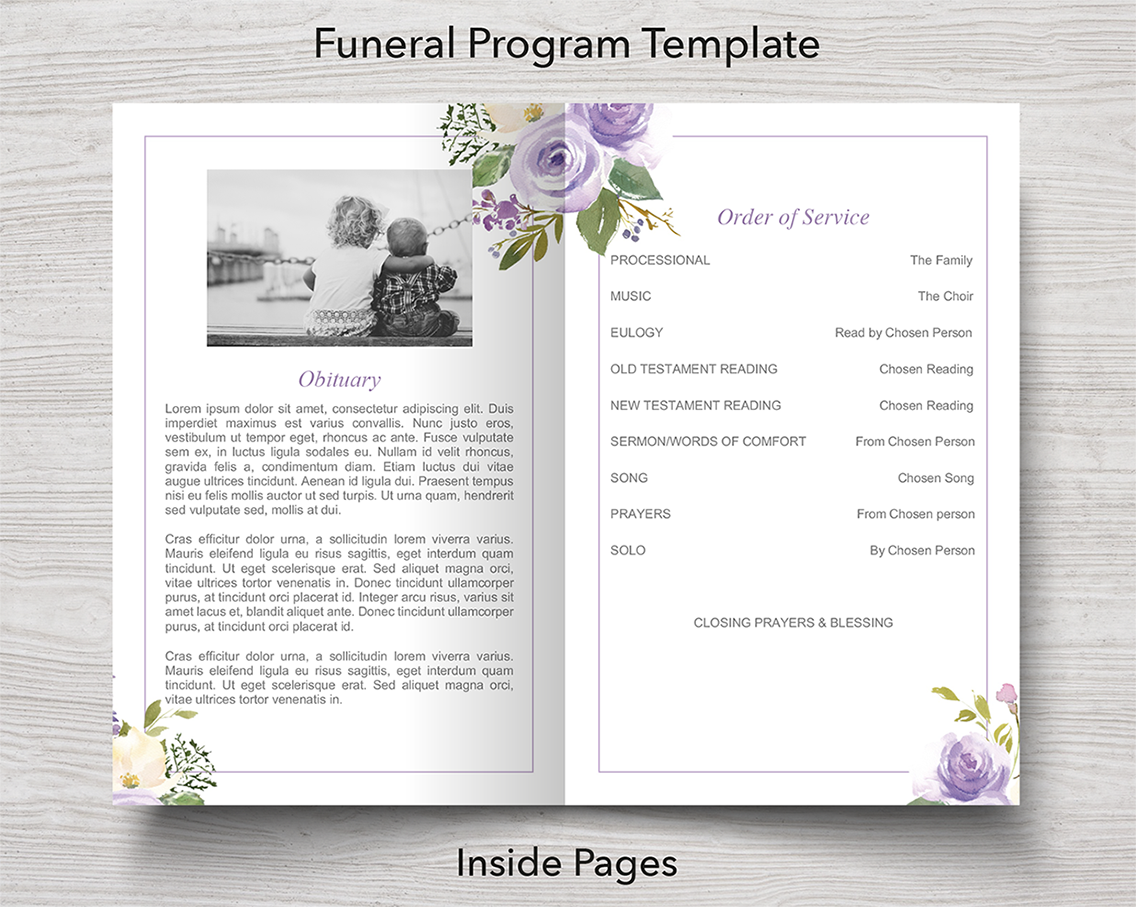 4 Page Lilac Bouquet Program + Sign, Slide Show, Thank You & Invite