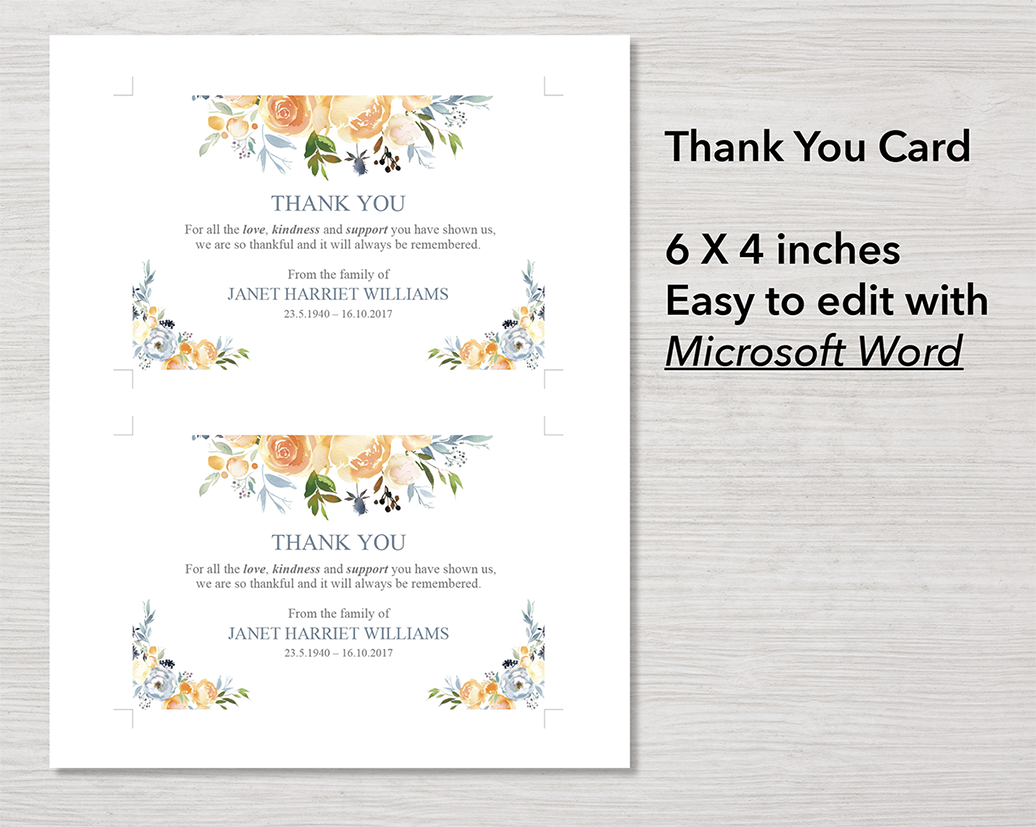 4 Page Yellow Rose Program + Sign, Slide Show, Thank You & Invite