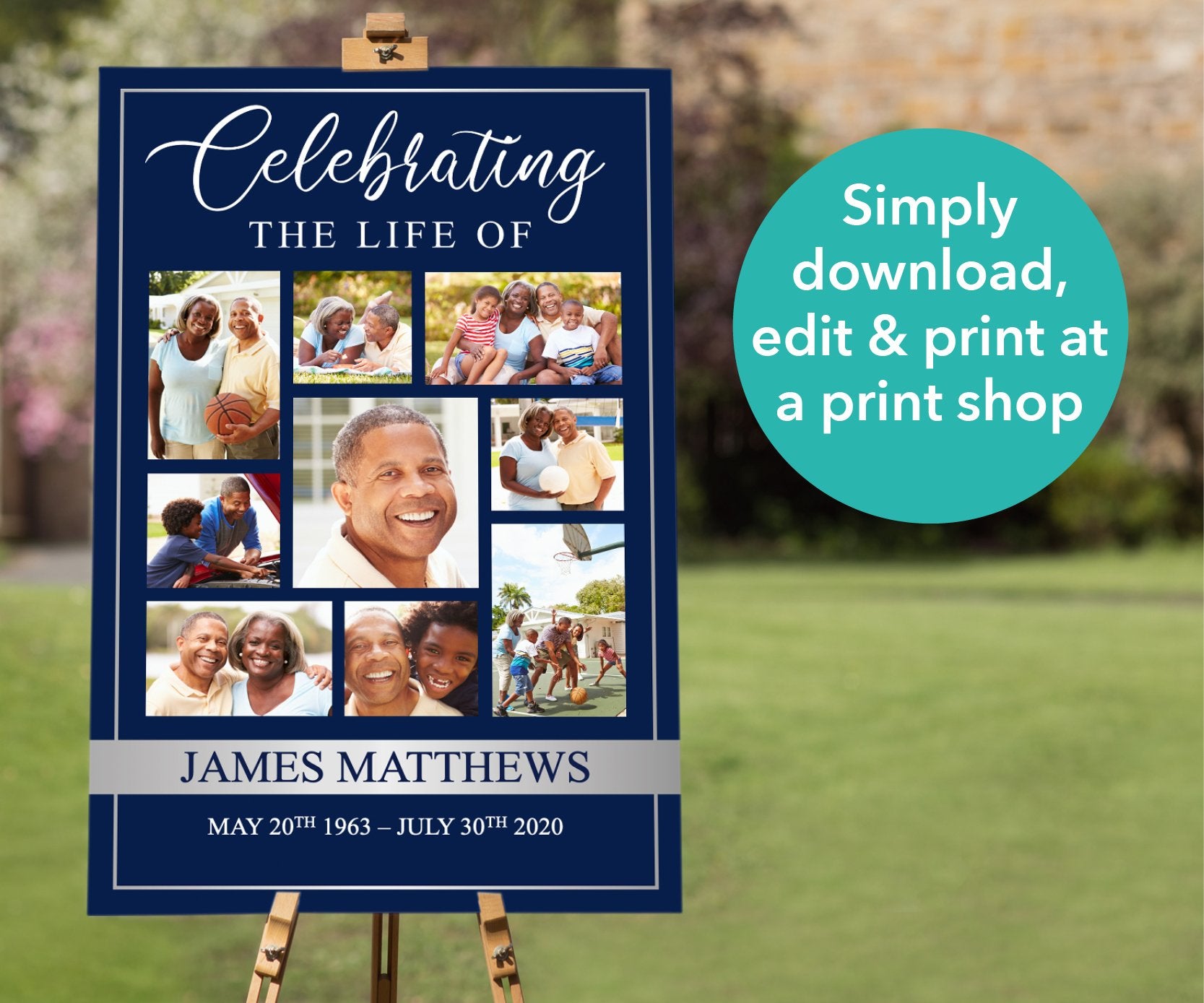 Funeral Photo Display | Classic Blue – Funeral Templates