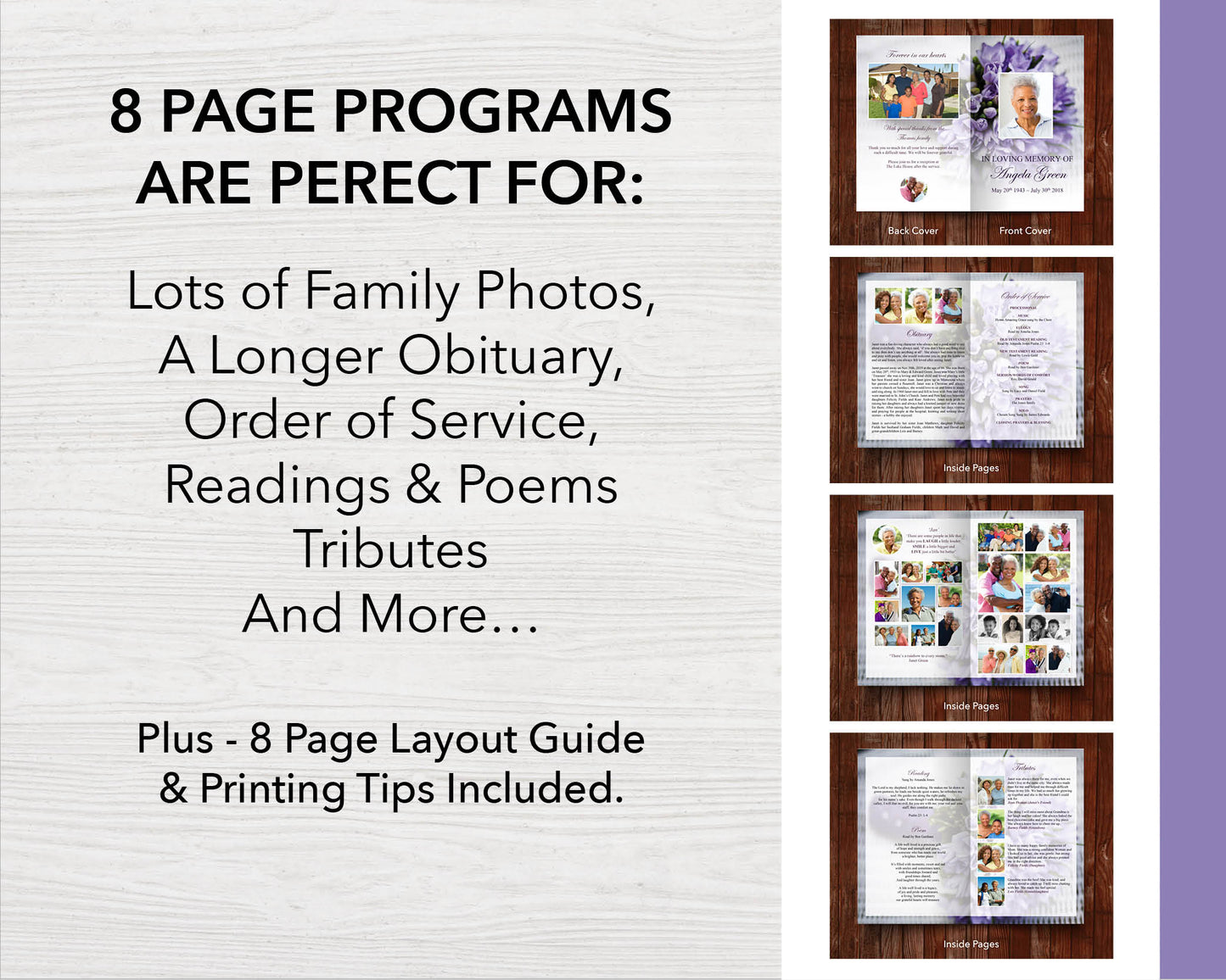 Top Ten 8-Page Funeral Program Templates (Commercial Licenses)