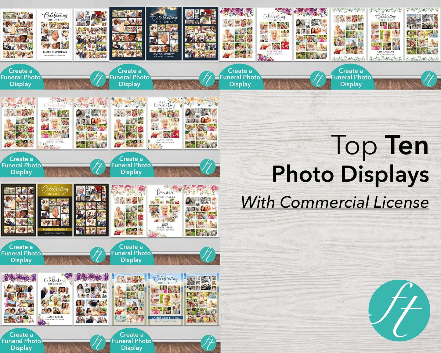 Top Ten Funeral Photo Displays (Commercial Licenses)