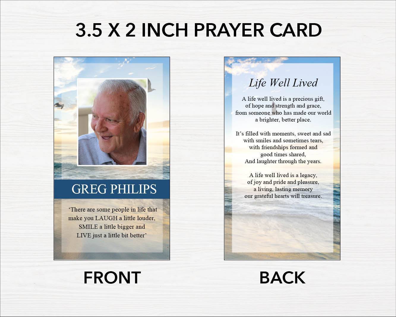 Beach Funeral Prayer Card