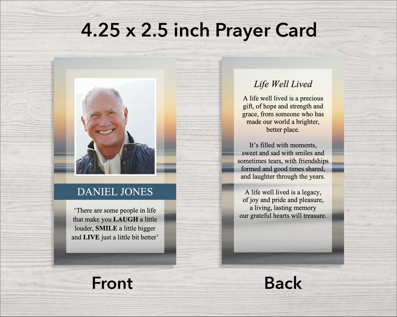 Beach Sunset Funeral Prayer Card (4.25 x 2.5 inches)