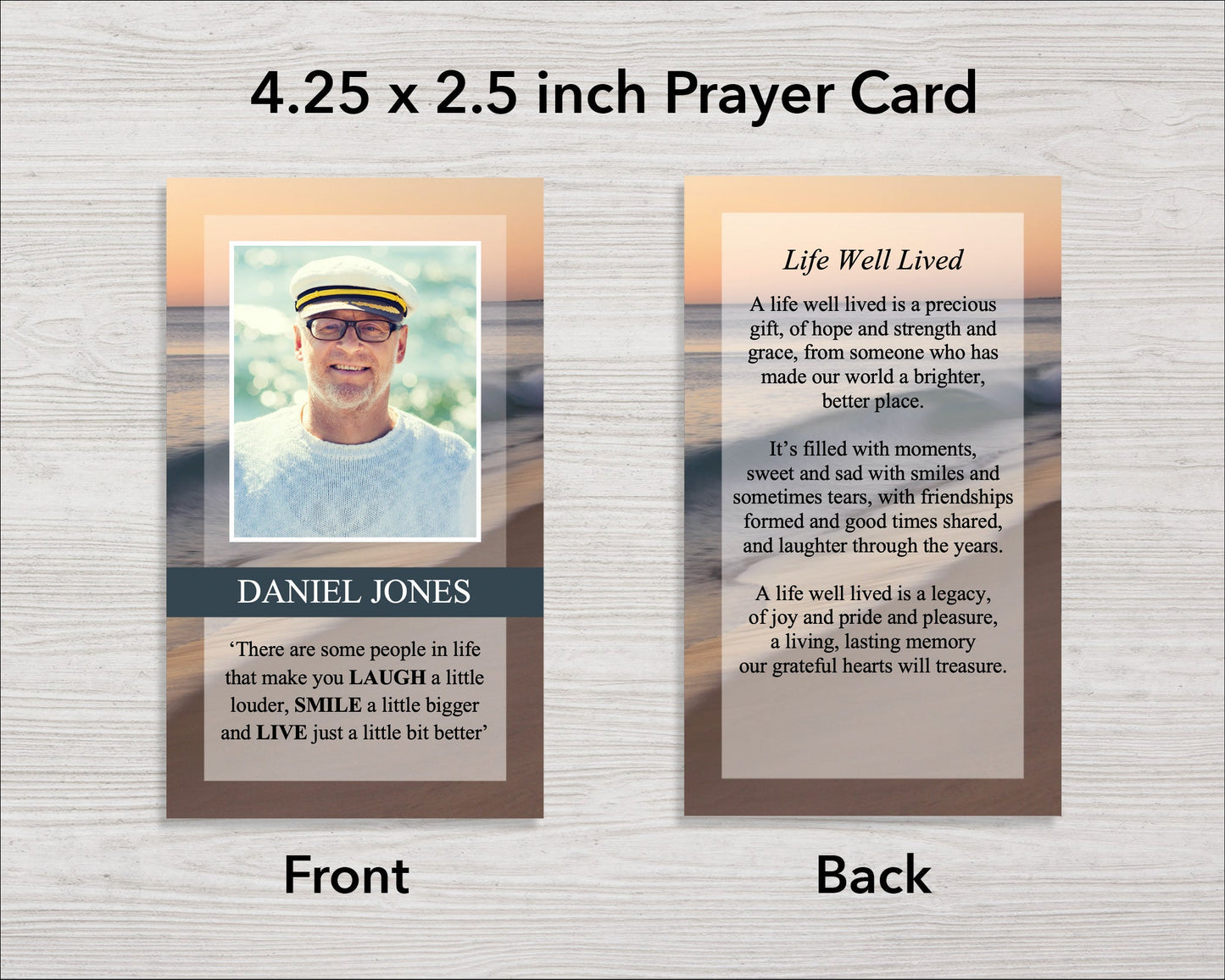 Beach Wave Funeral Prayer Card (4.25 x 2.5 inches)