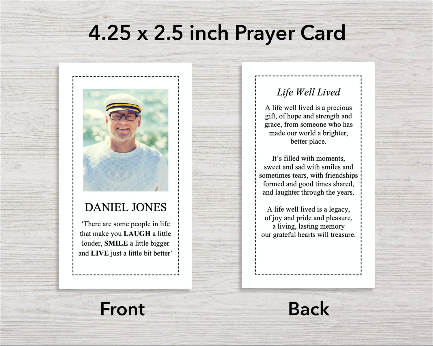 Classic Funeral Prayer Card (4.25 x 2.5 inches)