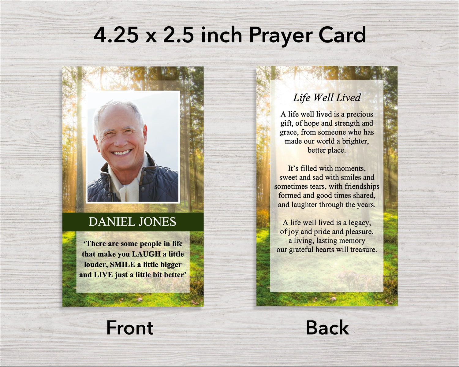 Forest Funeral Prayer Card (4.25 x 2.5 inches)