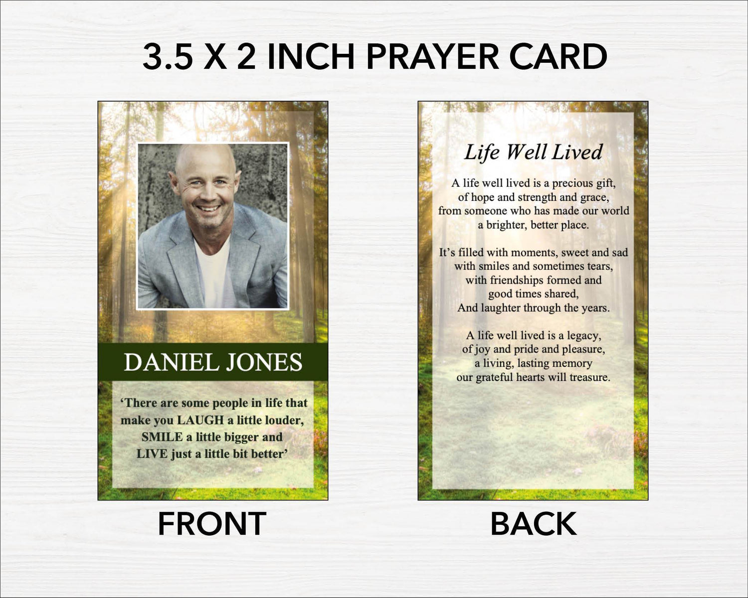 Forest Funeral Prayer Card