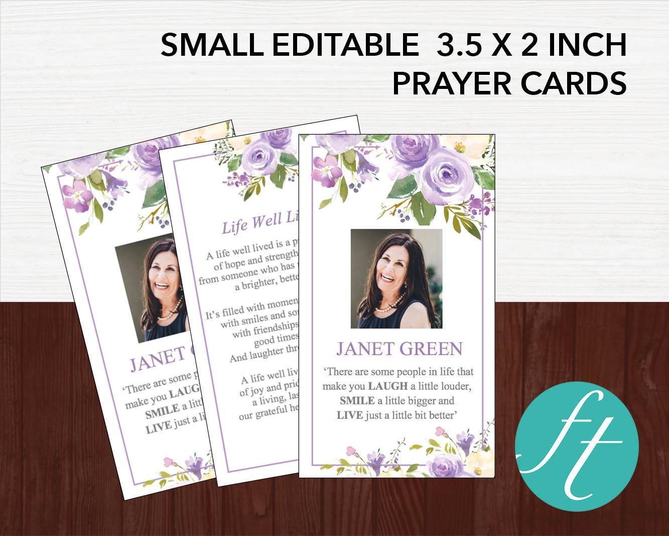 Lilac Bouquet Funeral Prayer Card