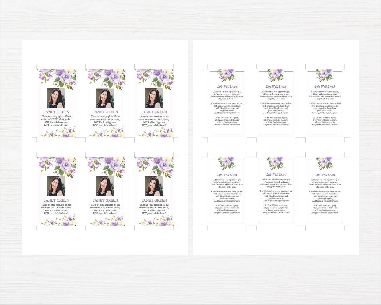 Lilac Bouquet Funeral Prayer Card