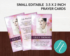 Pink Blossom Funeral Prayer Card – Funeral Templates