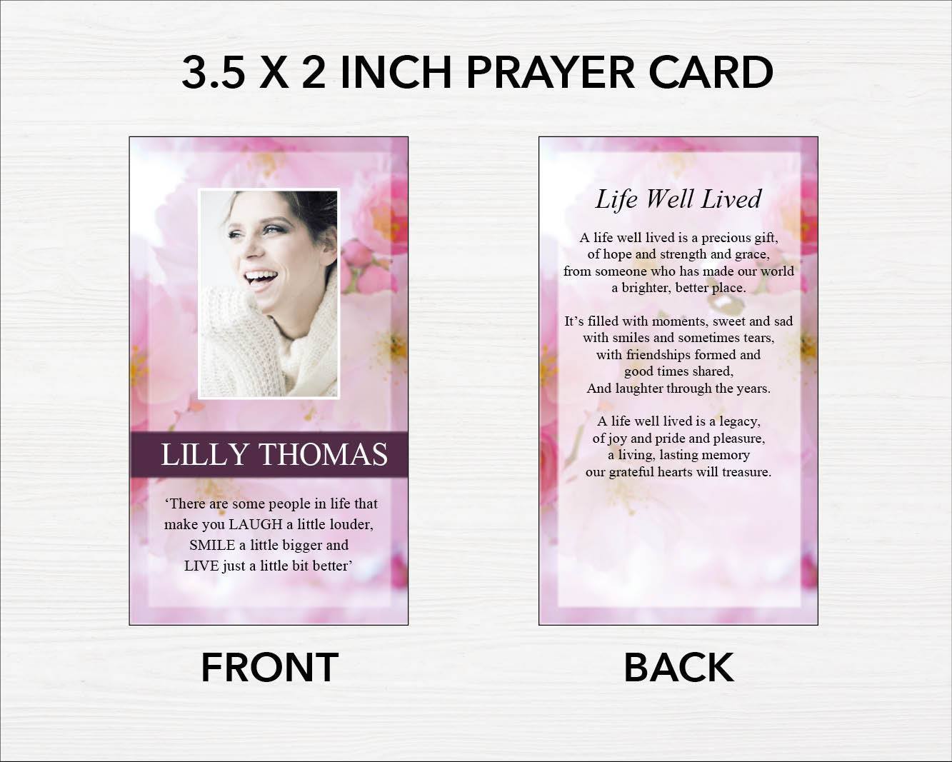 Pink Blossom Funeral Prayer Card