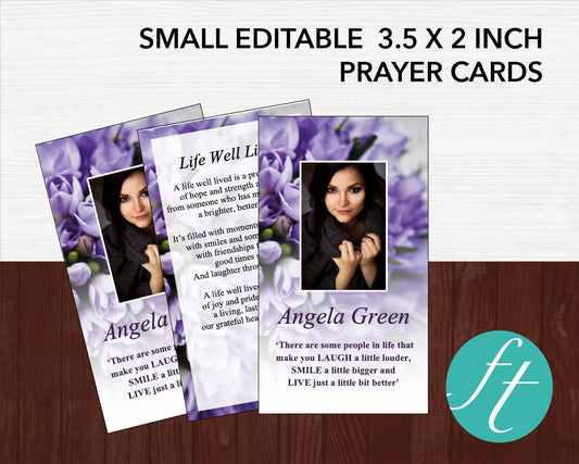 Purple Bouquet Funeral Prayer Card