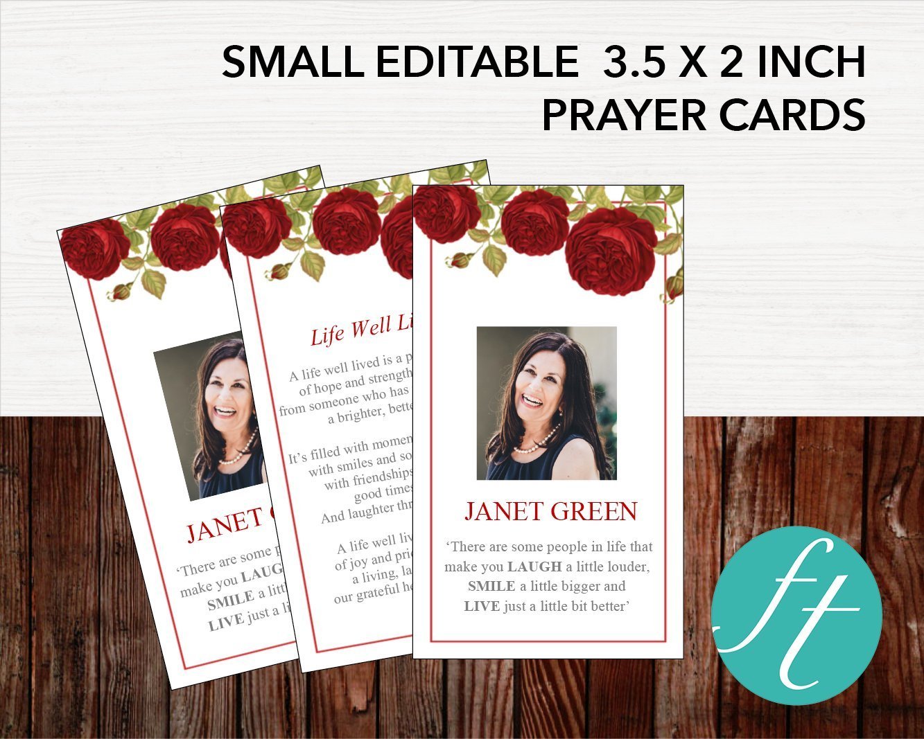 Red Rose Funeral Prayer Card – Funeral Templates