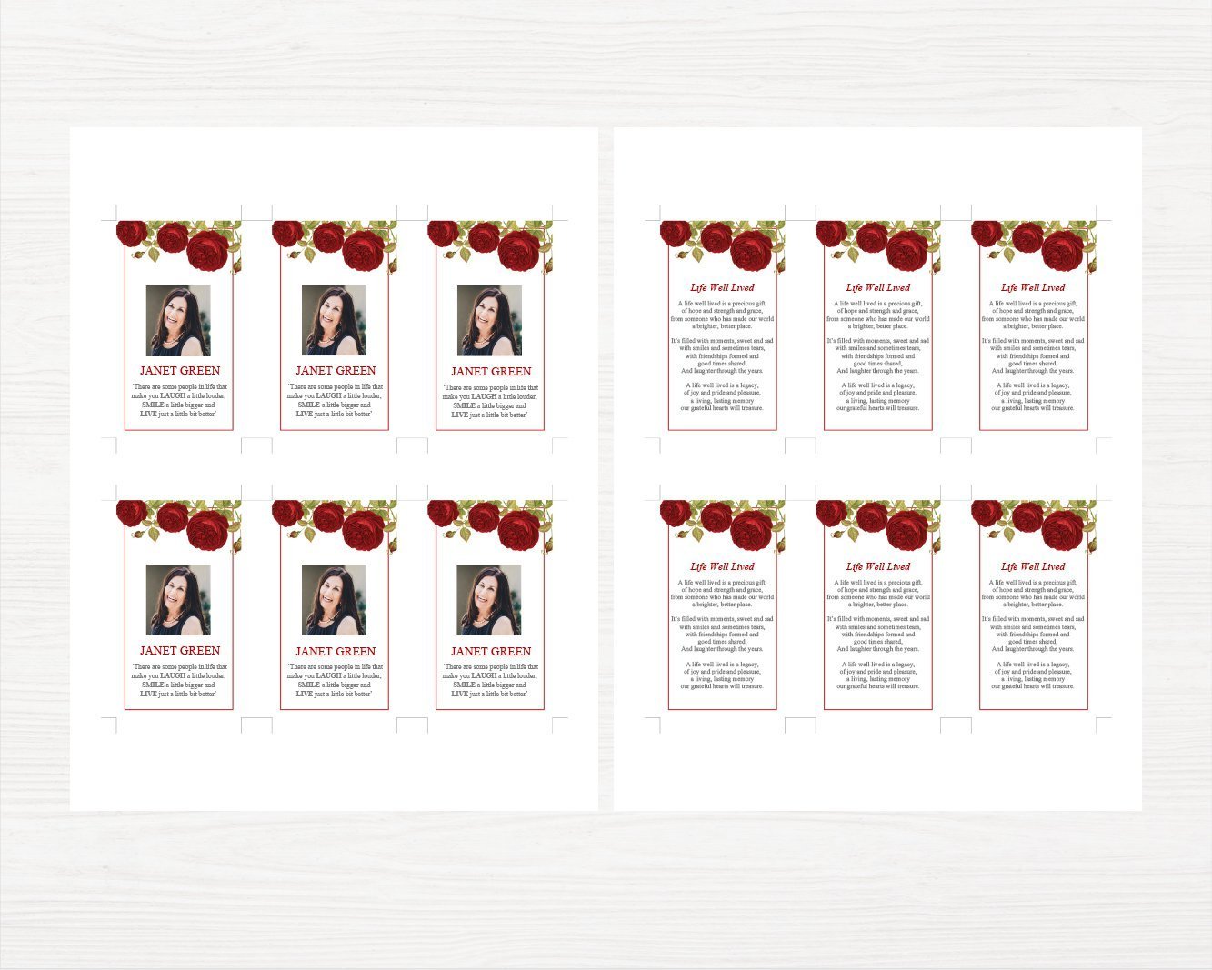 Red Rose Funeral Prayer Card – Funeral Templates
